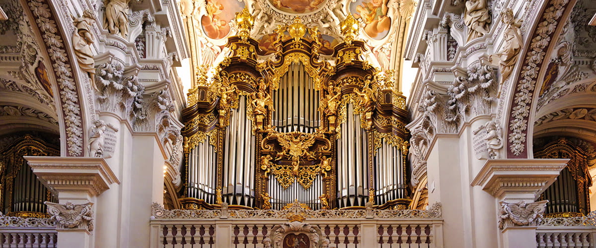 The ornate interior of St Stephen’s Cathedral, Passau